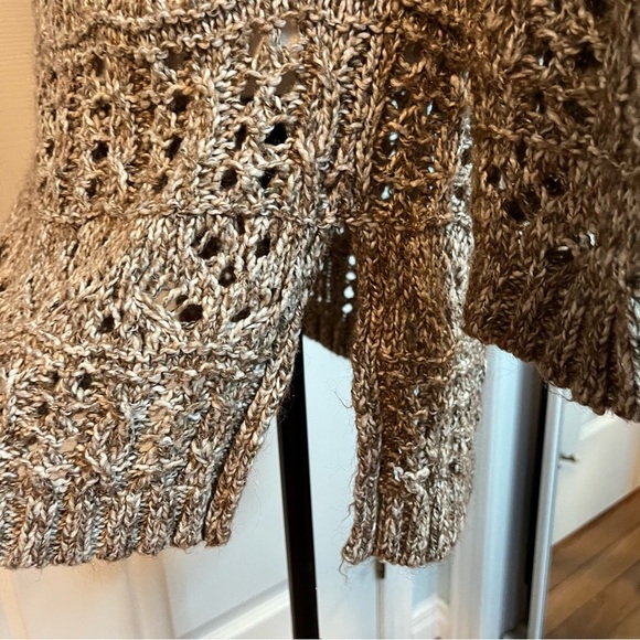 Lucky Brand Women’s Cardigan Sweater Loose Crochet Open Knit Duster XS Tan Brown - Picture 6 of 9